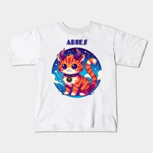 Aries Zodiac Cat Kids T-Shirt